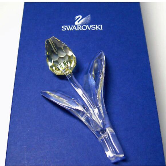 NEW Swarovski Crystal YELLOW TULIP FLOWER Swan Logo LG Faceted Bud SCS 2004 BOX - Picture 7 of 9